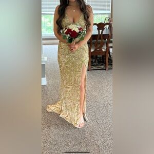 Elegant Gold Sequin Evening Gown